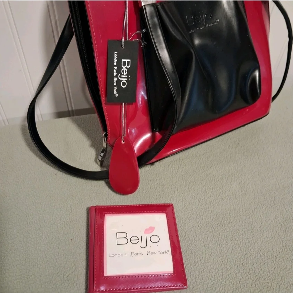 Beijo Pink and Black Patent Backpack